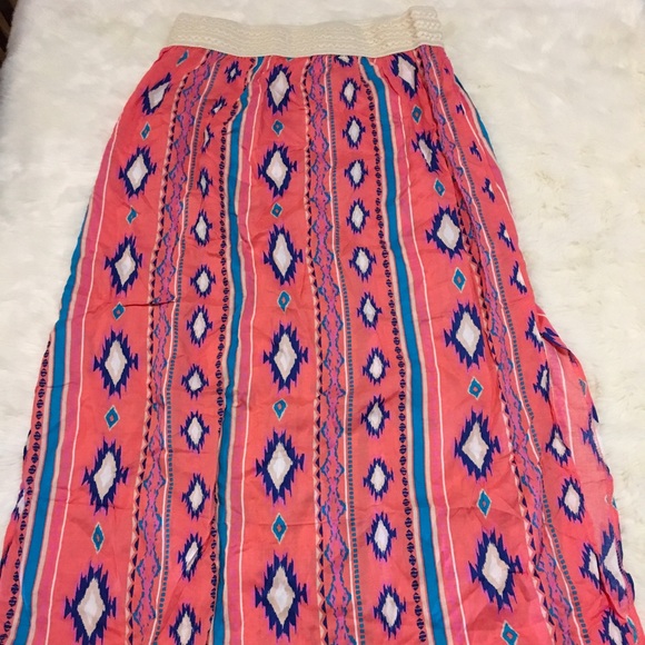 JUST BE Aztec print Long Maxi SKIRT Slits XL - Picture 8 of 10